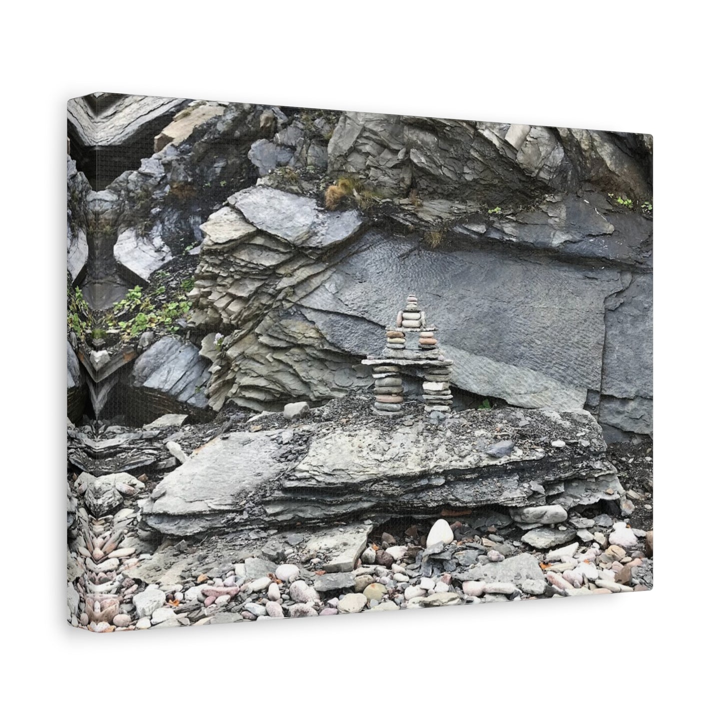 Nature-Inspired Stretched Canvas Art - Tranquil Rock Tower Design