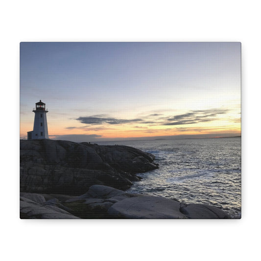Sunset Lighthouse Canvas Print - Coastal Decor for Beach Lovers Peggys Cove