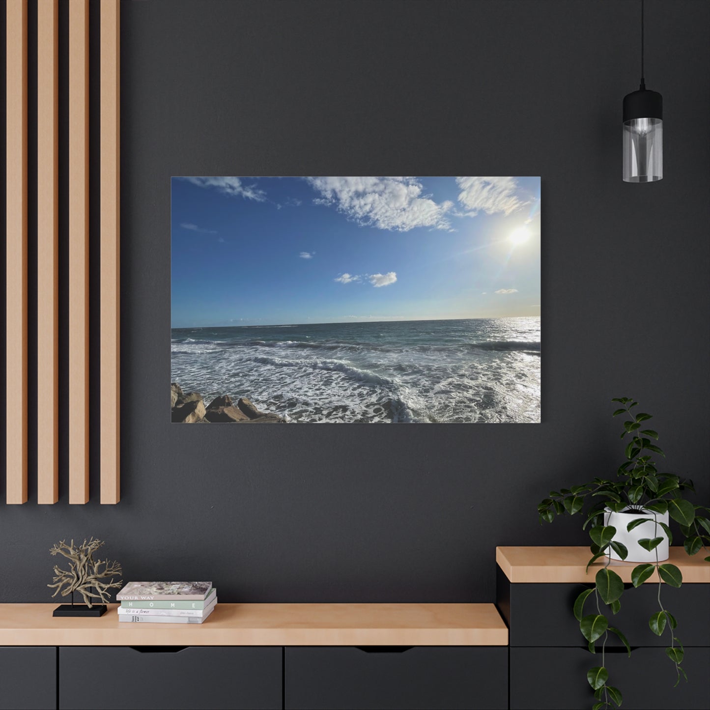 Ocean Waves Stretched Canvas Art - Serene Coastal Home Decor