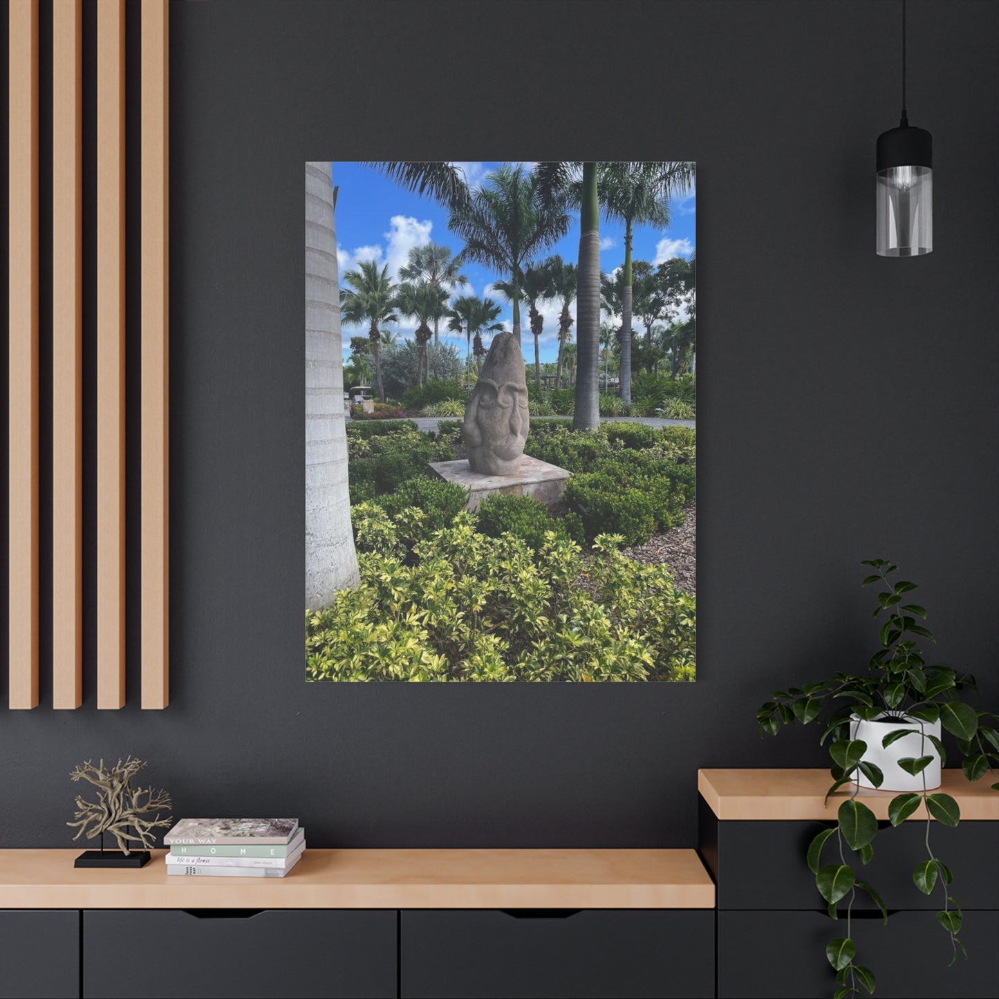 Nature-Inspired Stretched Canvas Art - Tranquil Garden Sculpture