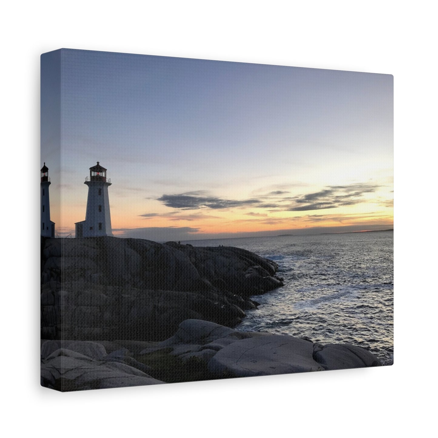 Sunset Lighthouse Canvas Print - Coastal Decor for Beach Lovers Peggys Cove