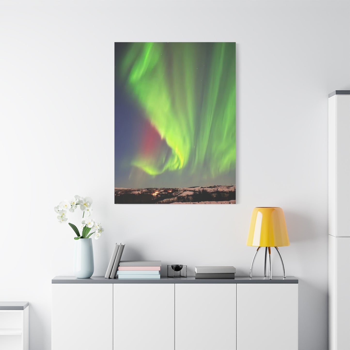 Aurora Borealis Canvas Art - Stunning Northern Lights Stretched Wall Decor Iceland