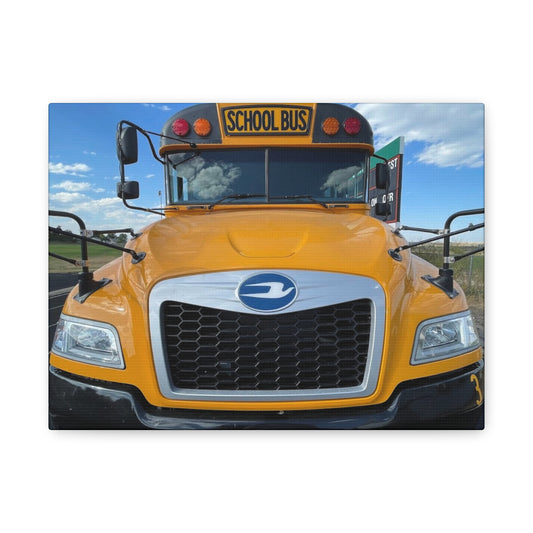 School Bus Canvas Art - Vibrant Stretched Wall Decor for Kids' Rooms
