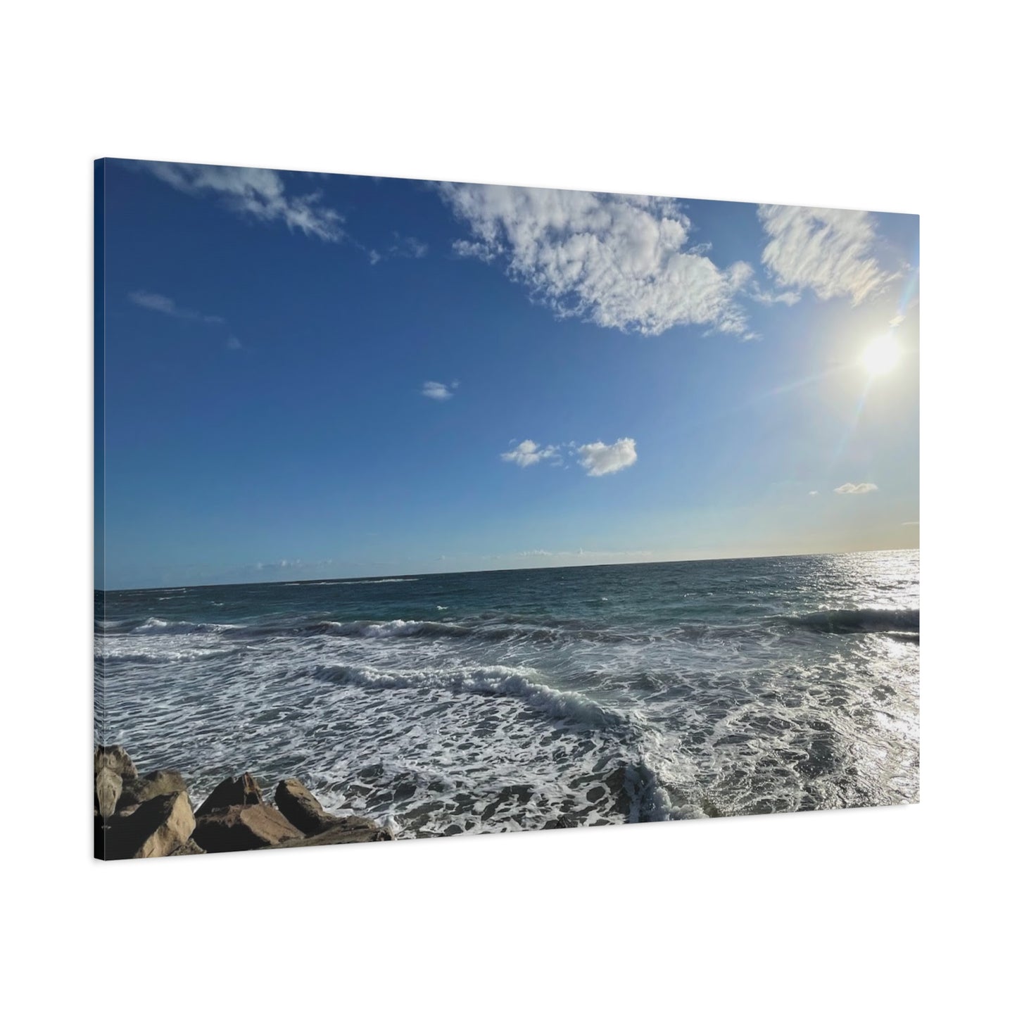 Ocean Waves Stretched Canvas Art - Serene Coastal Home Decor