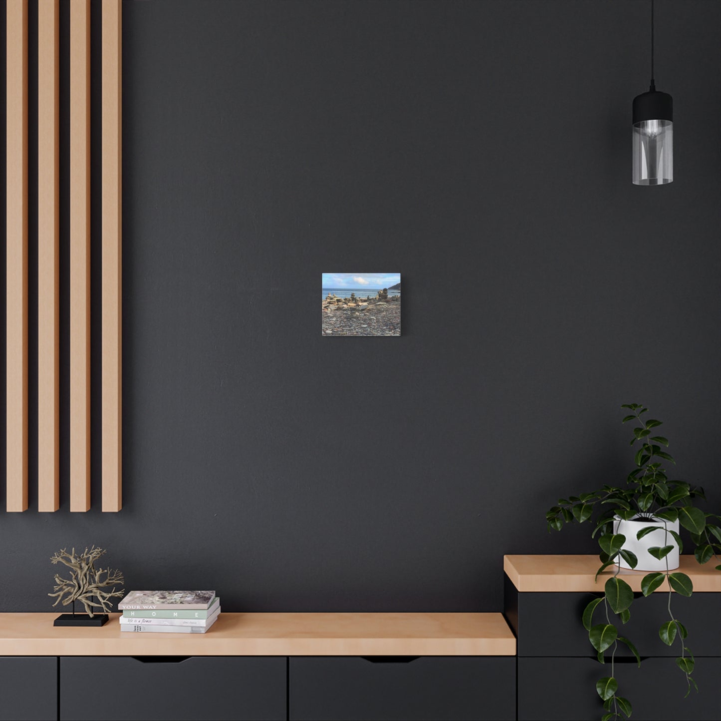 Nature-Inspired Wall Art Canvas Print - Tranquil Beach Stack Stones Decor