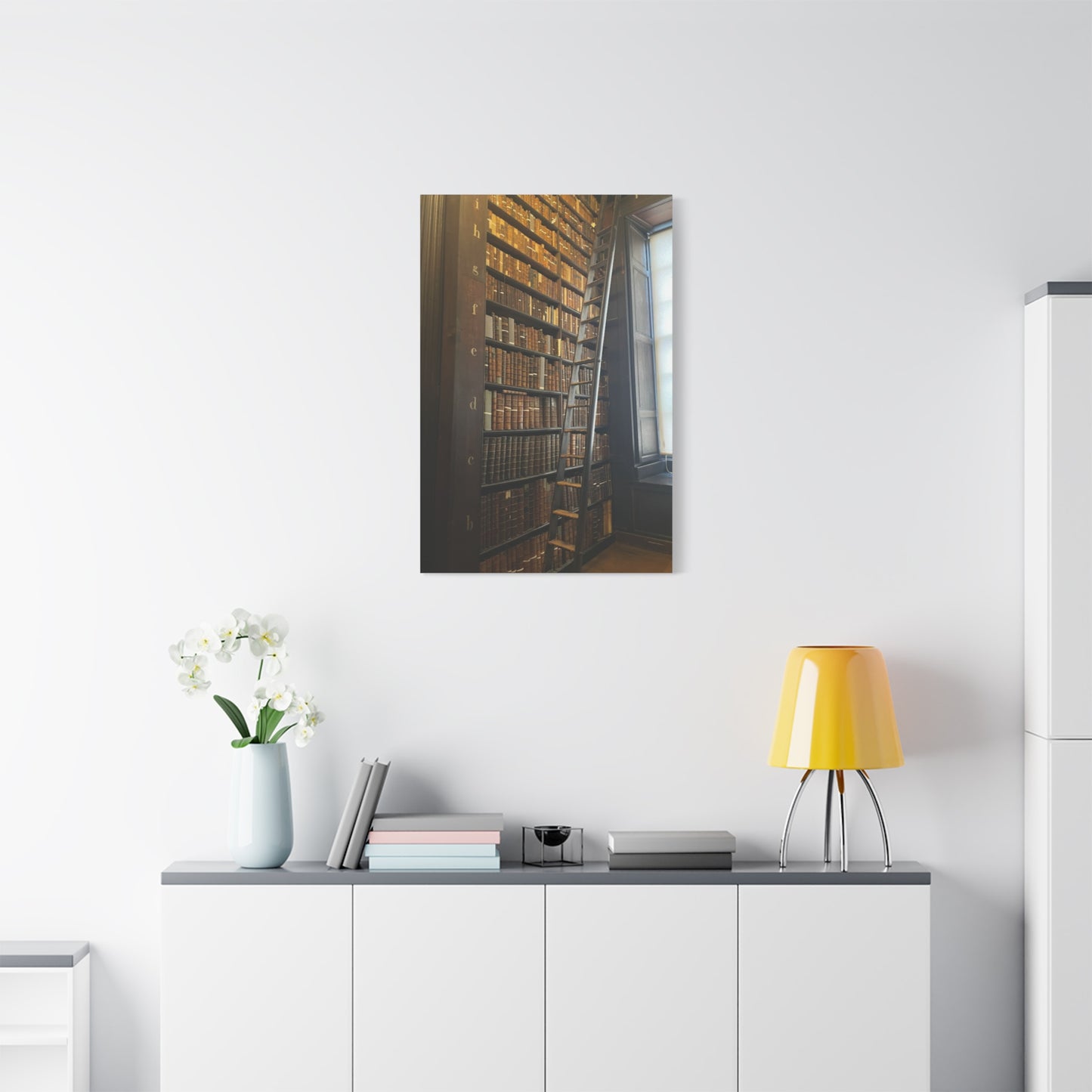 Library Wall Art | Vintage Bookcase Canvas Print - Trinity College Long Room