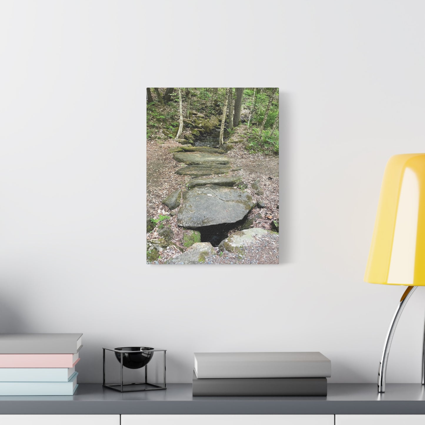 Nature-Inspired Stretched Canvas Art - Serene Stream Pathway Décor