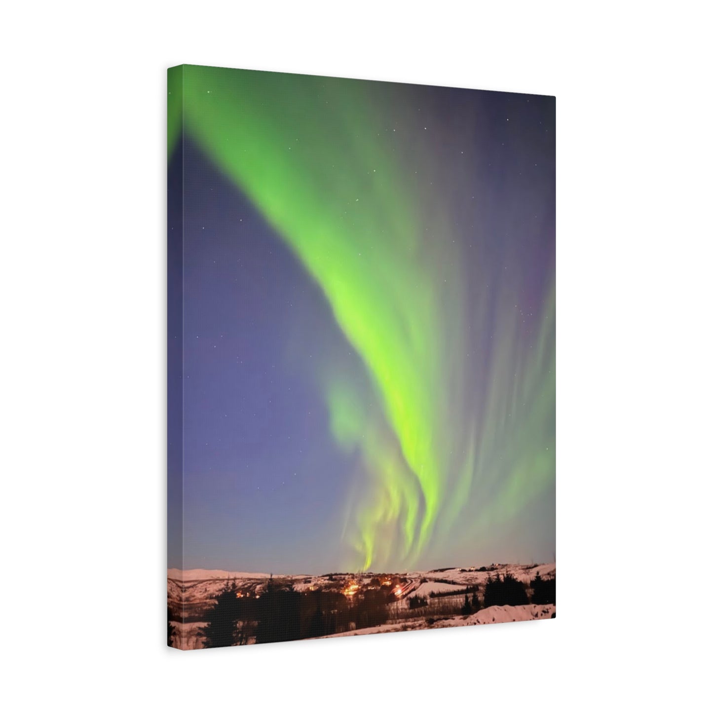 Aurora Borealis Canvas Art - 1.25" Stretched Wall Decor Iceland Northern Lights