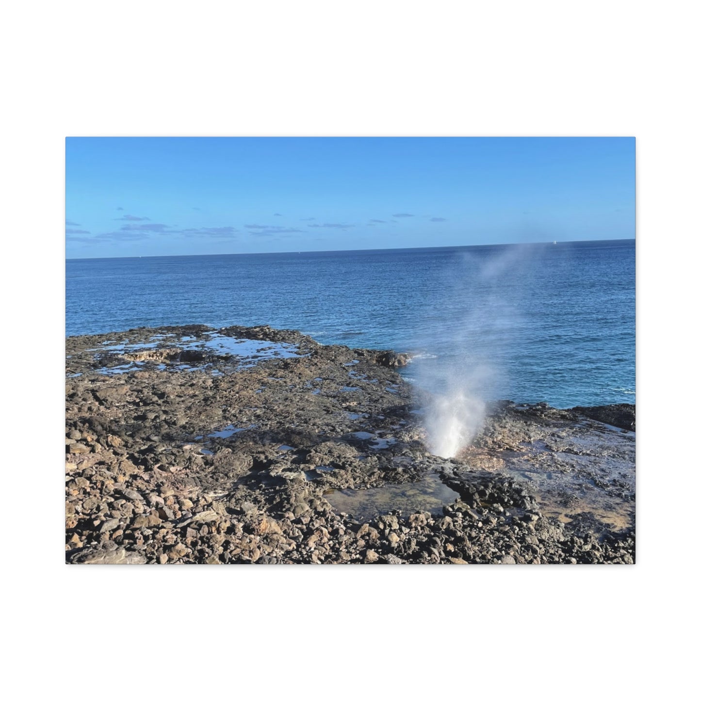 Stretched Matte Canvas Wall Art - Coastal Spouting Blowhole Photography