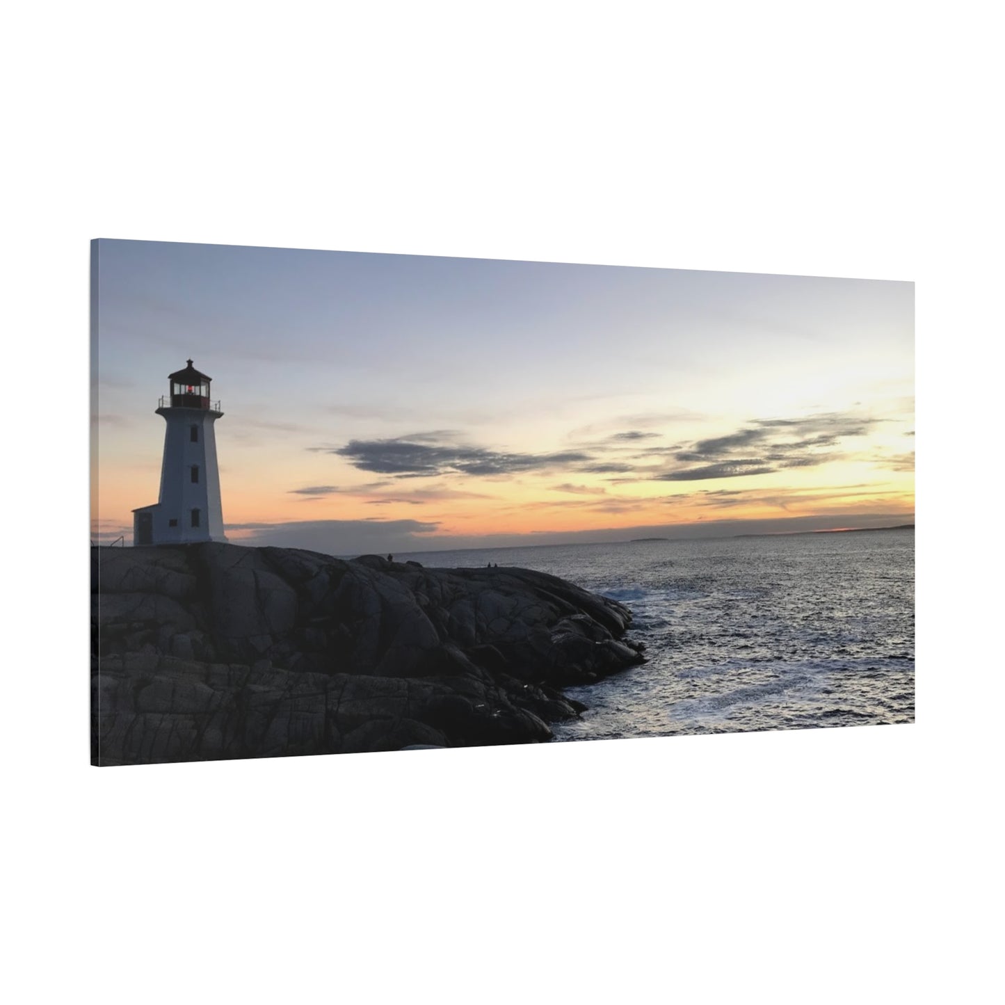 Sunset Lighthouse Canvas Print - Coastal Decor for Beach Lovers Peggys Cove
