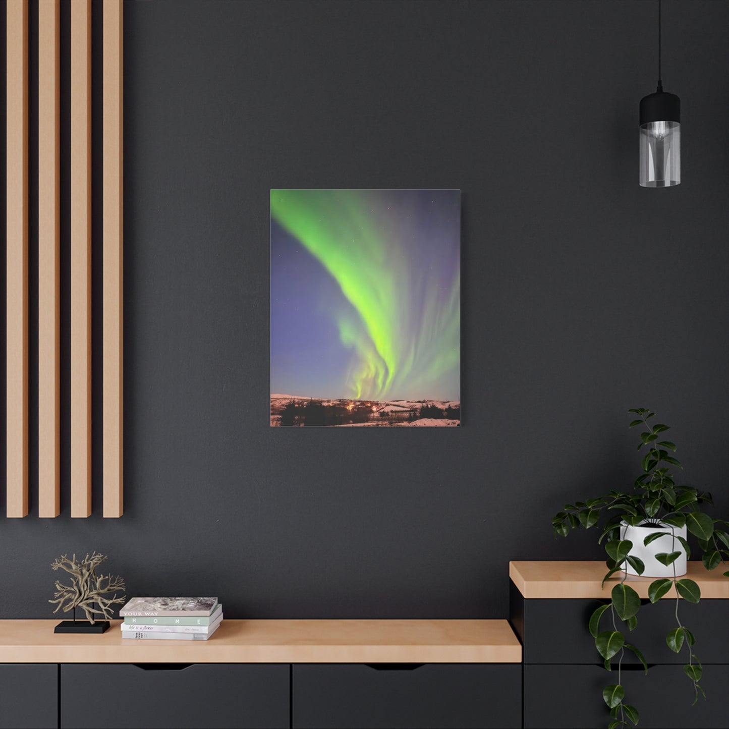 Aurora Borealis Canvas Art - 1.25" Stretched Wall Decor Iceland Northern Lights