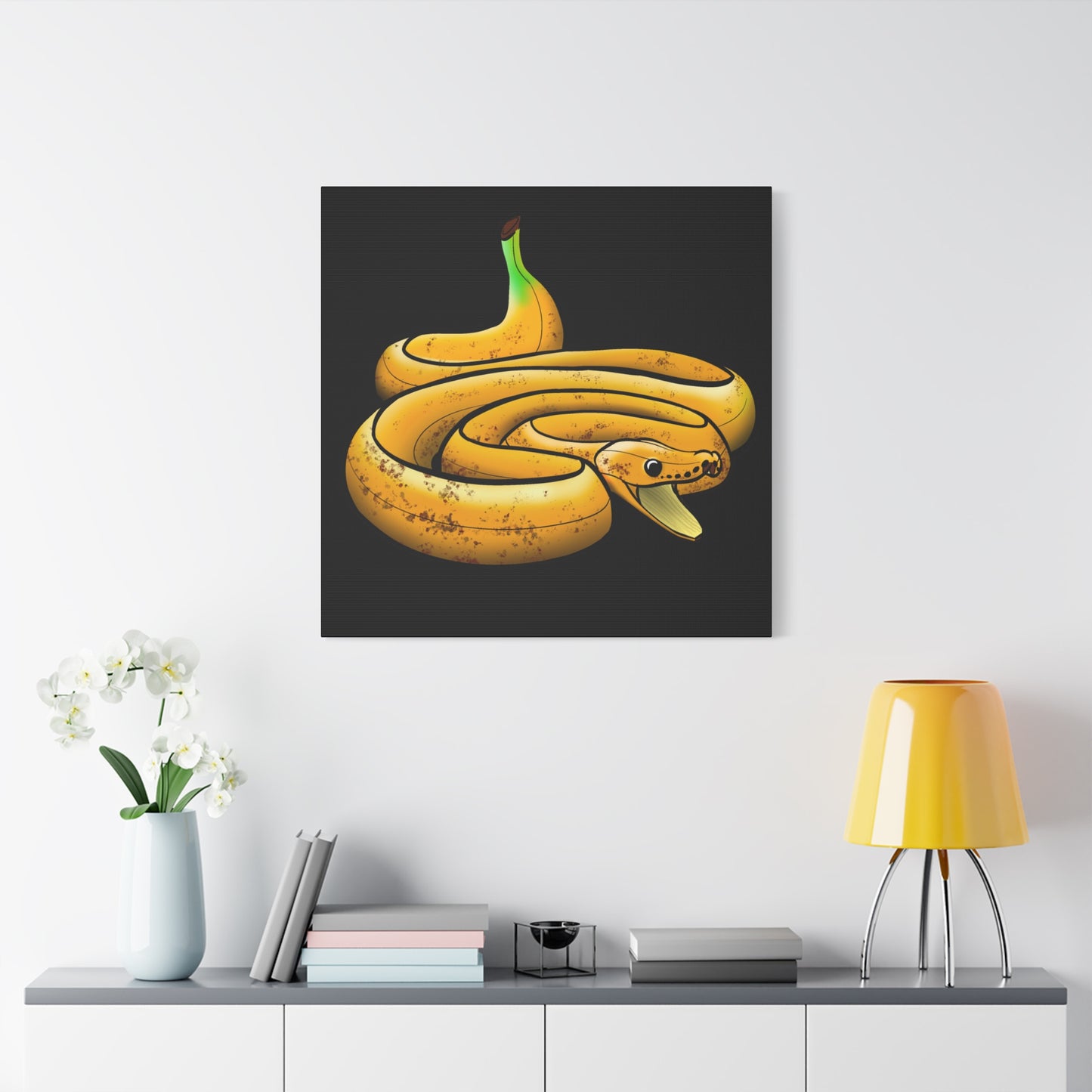 Funny Banana Snake Canvas Art - Quirky Home Decor for Animal Lovers