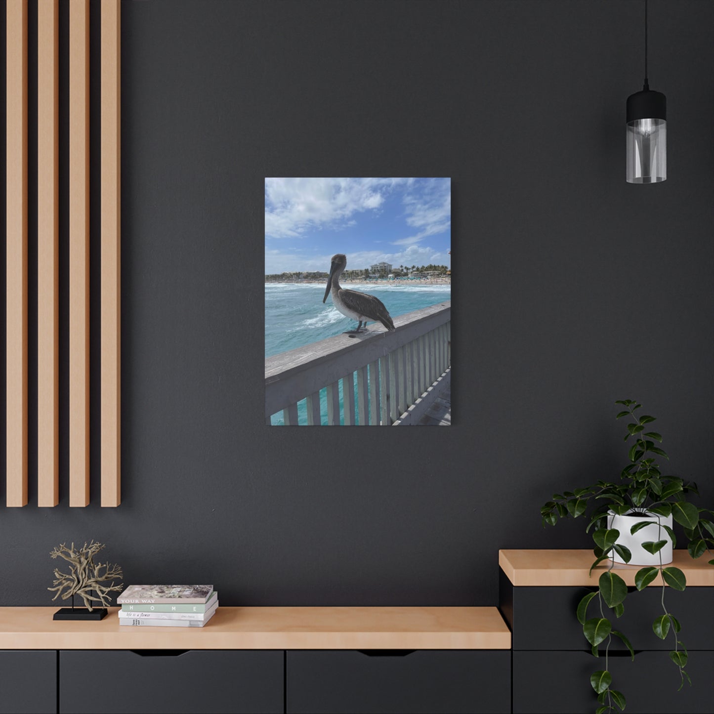 Coastal Serenity Pelican Canvas Print - 1.25" Stretched Wall Art