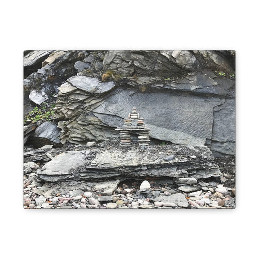 Nature-Inspired Stretched Canvas Art - Tranquil Rock Tower Design