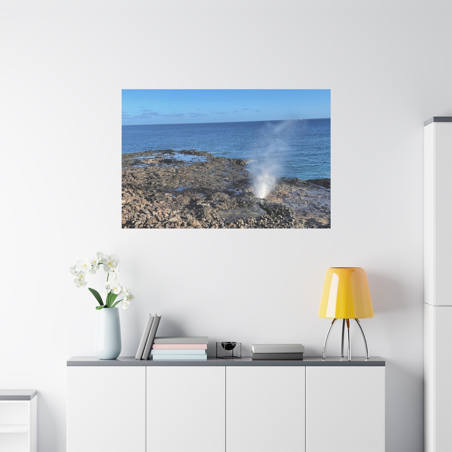 Stretched Matte Canvas Wall Art - Coastal Spouting Blowhole Photography