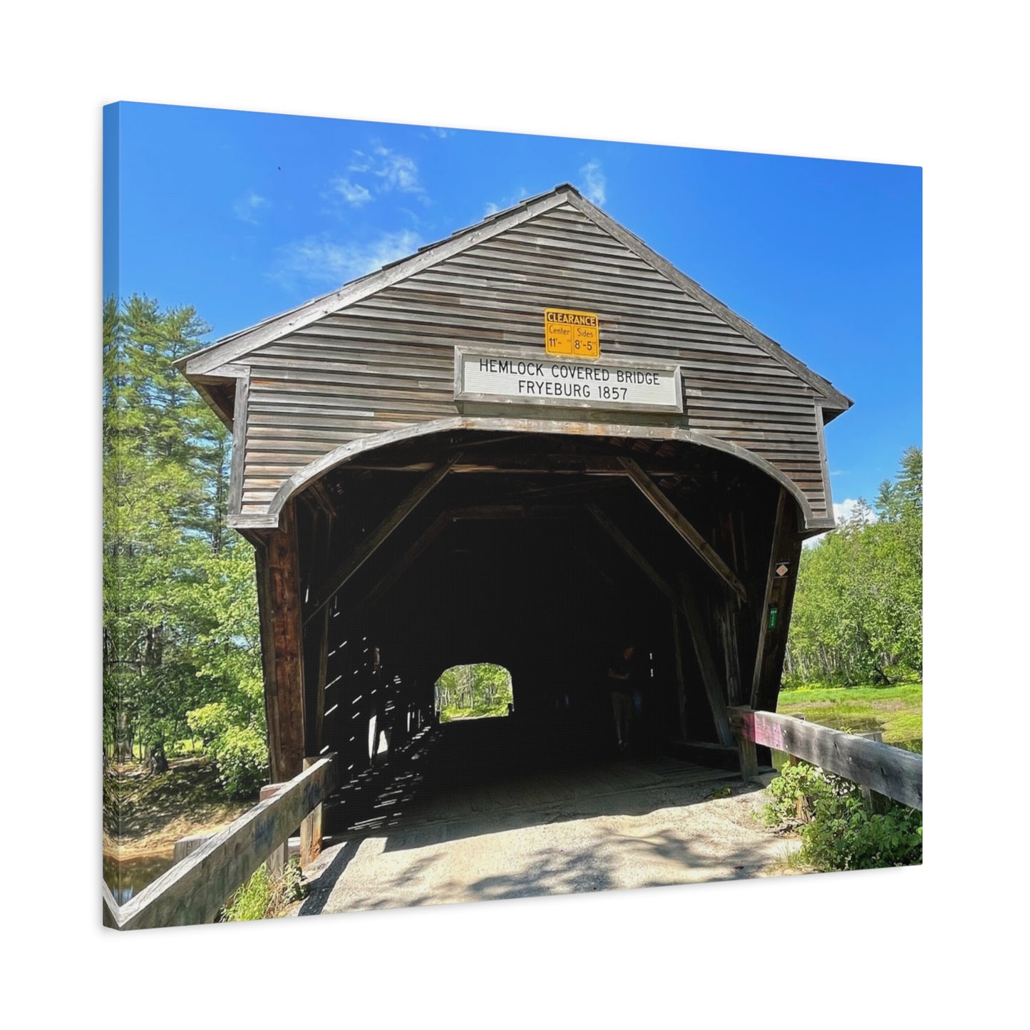 Scenic Covered Bridge Canvas Art – 1.25" Stretched Wall Decor for Nature Lovers