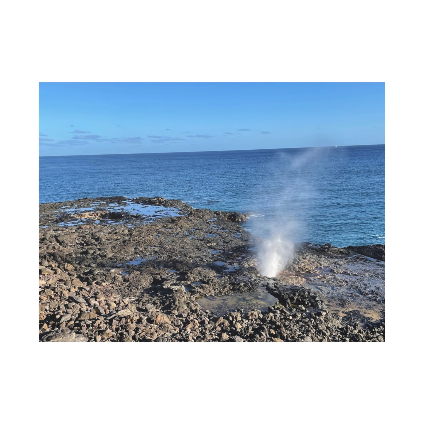 Stretched Matte Canvas Wall Art - Coastal Spouting Blowhole Photography