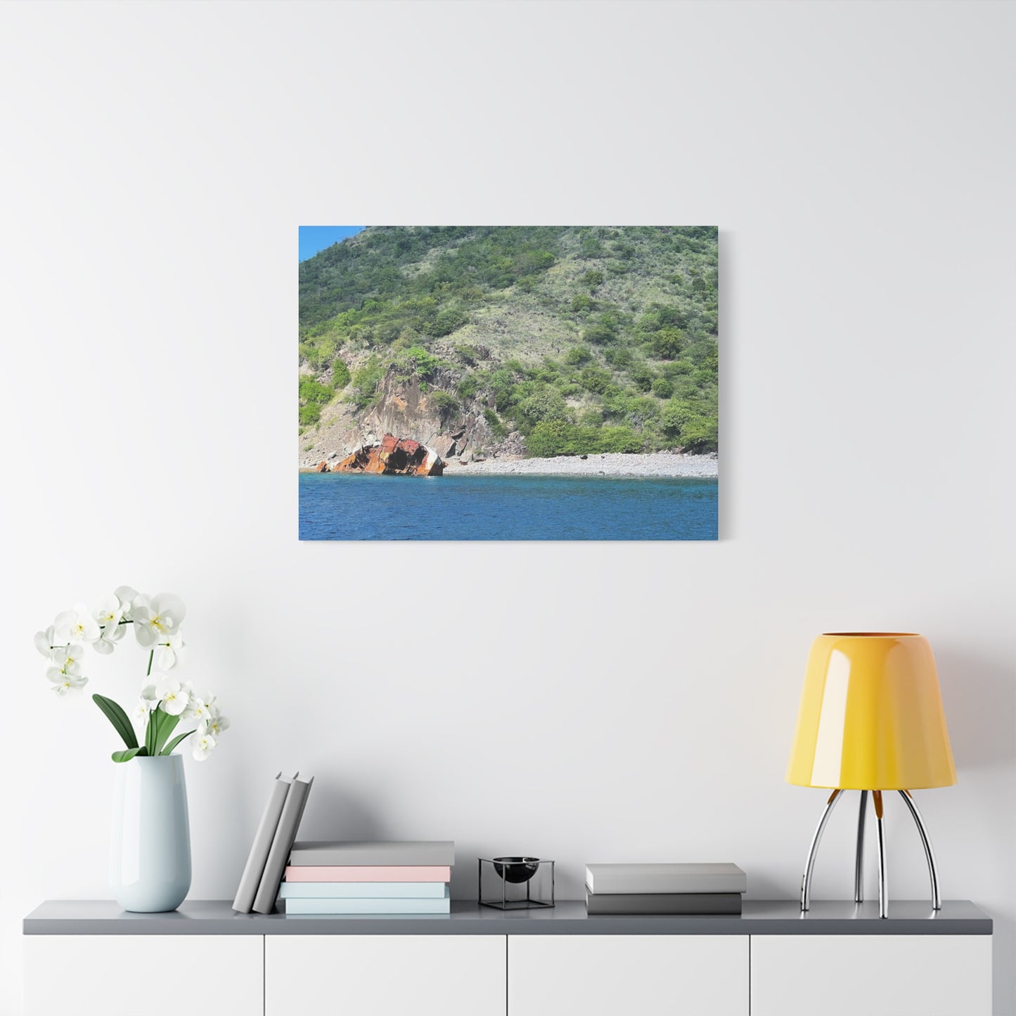 Nature Landscape Canvas Wall Art - Tranquil Seaside View Nevis