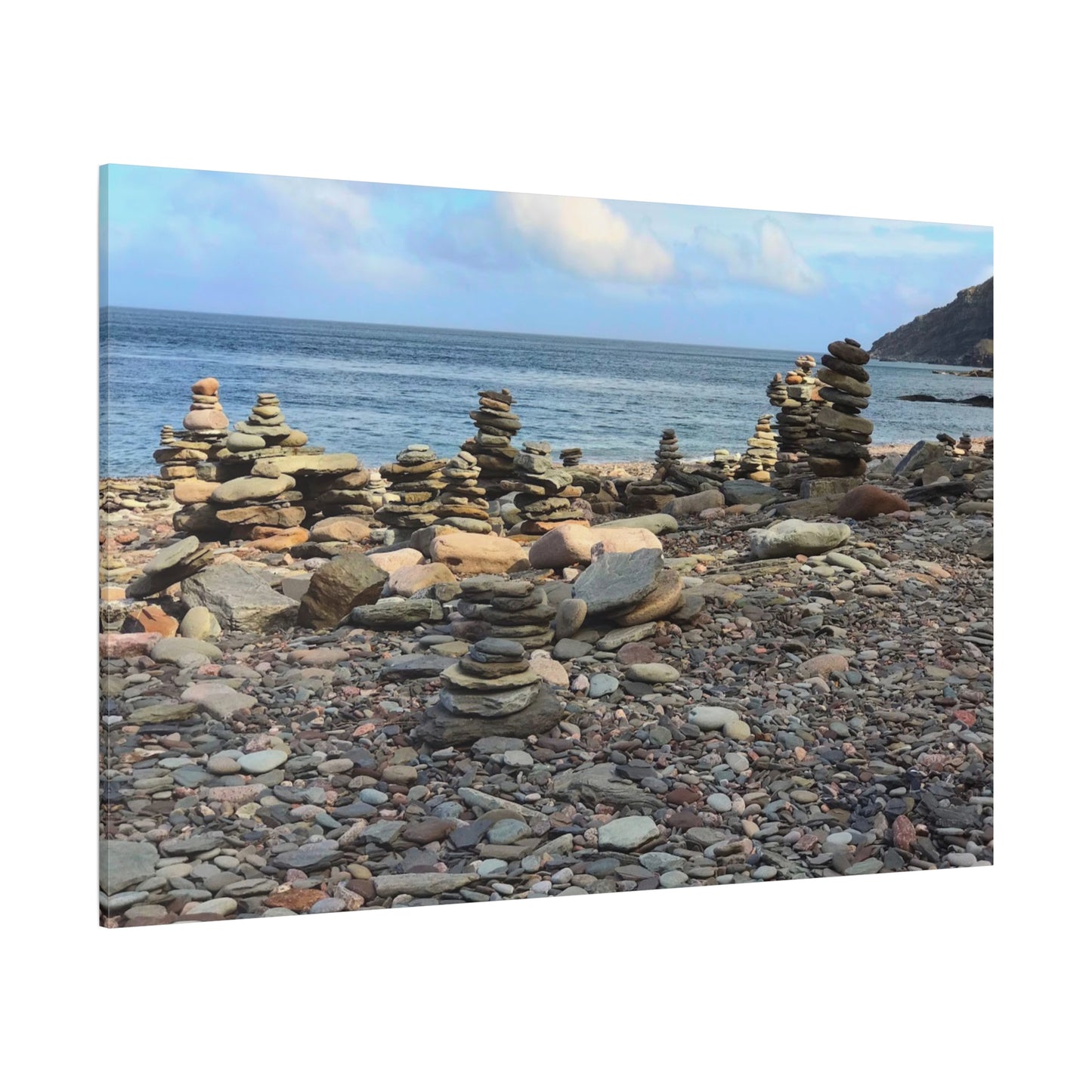 Nature-Inspired Wall Art Canvas Print - Tranquil Beach Stack Stones Decor