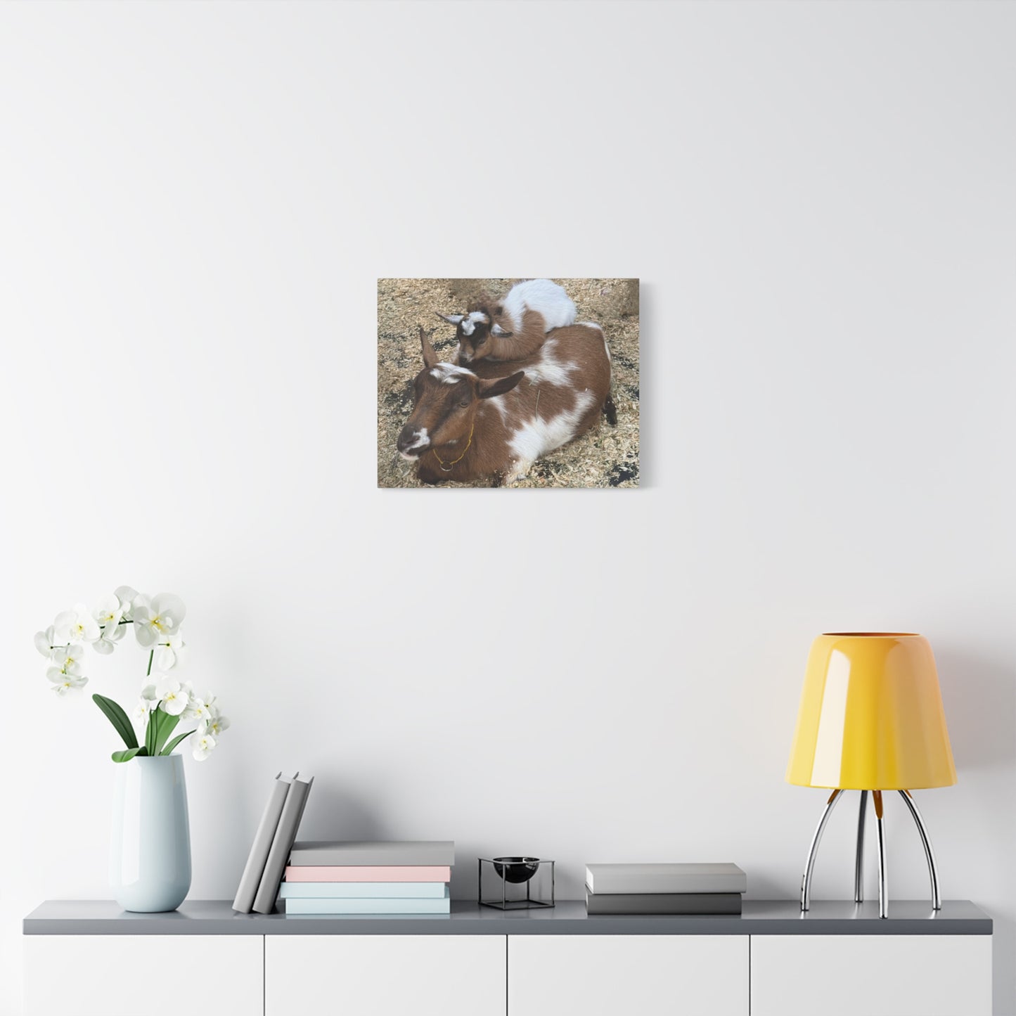 Goat Family Matte Canvas Print - Heartwarming Animal Wall Art