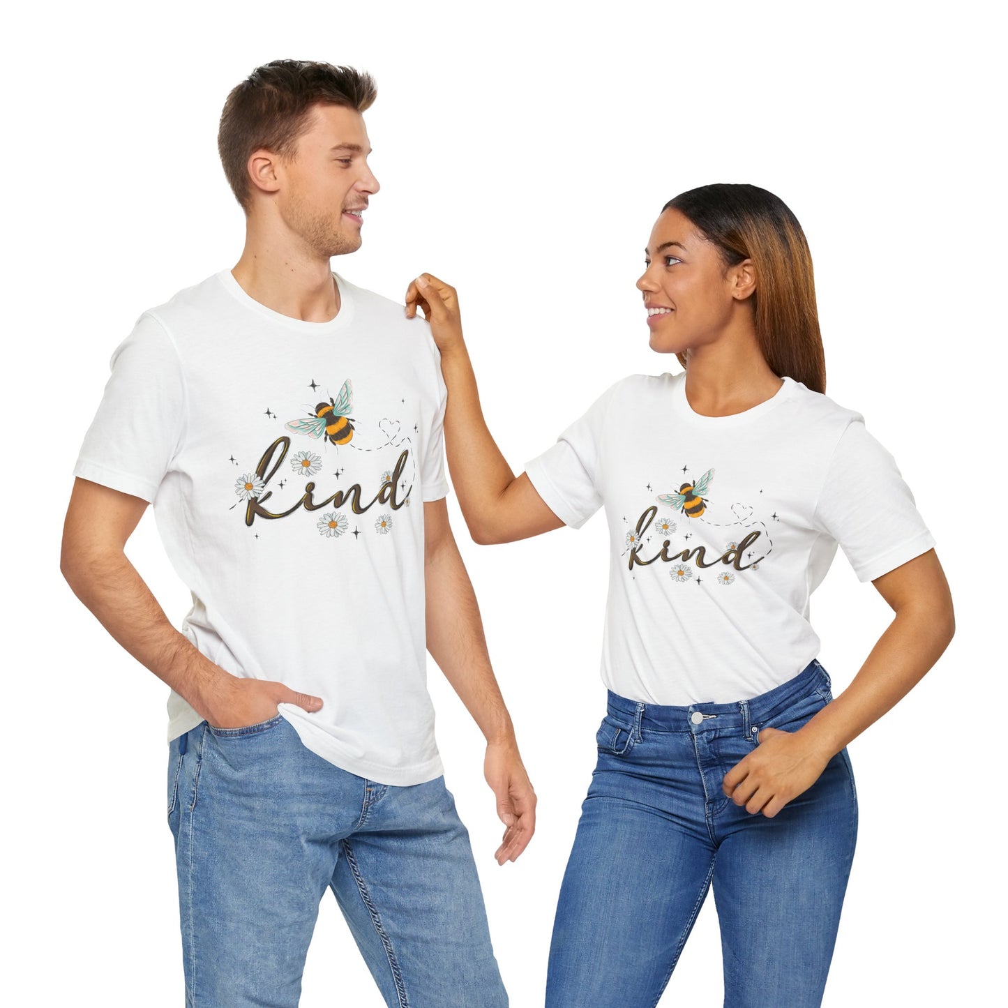 Bee Kind Unisex Jersey Short Sleeve Tee - Inspirational Floral Design