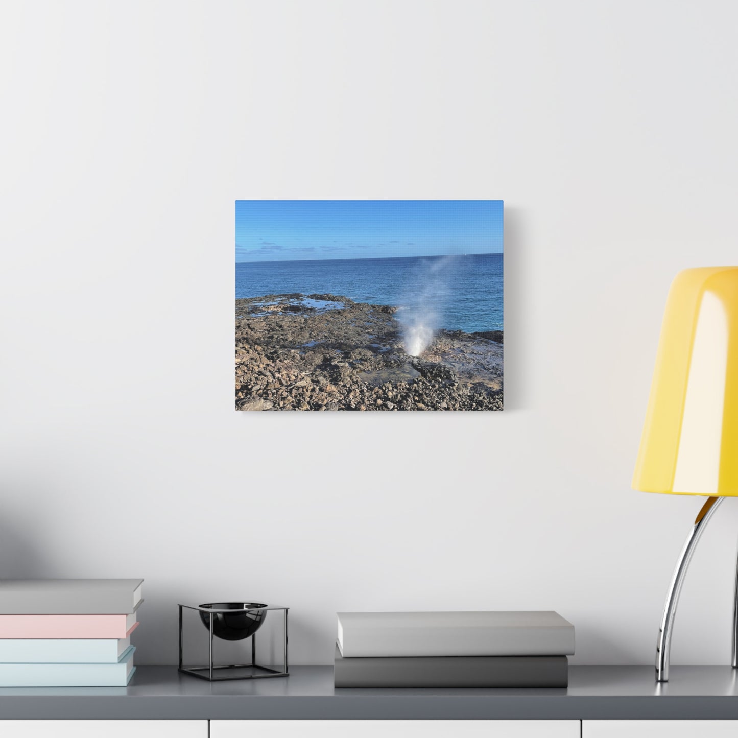 Stretched Matte Canvas Wall Art - Coastal Spouting Blowhole Photography