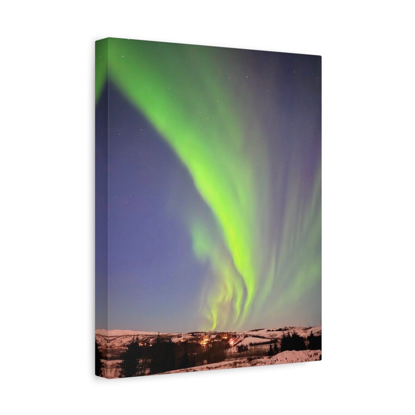 Aurora Borealis Canvas Art - 1.25" Stretched Wall Decor Iceland Northern Lights