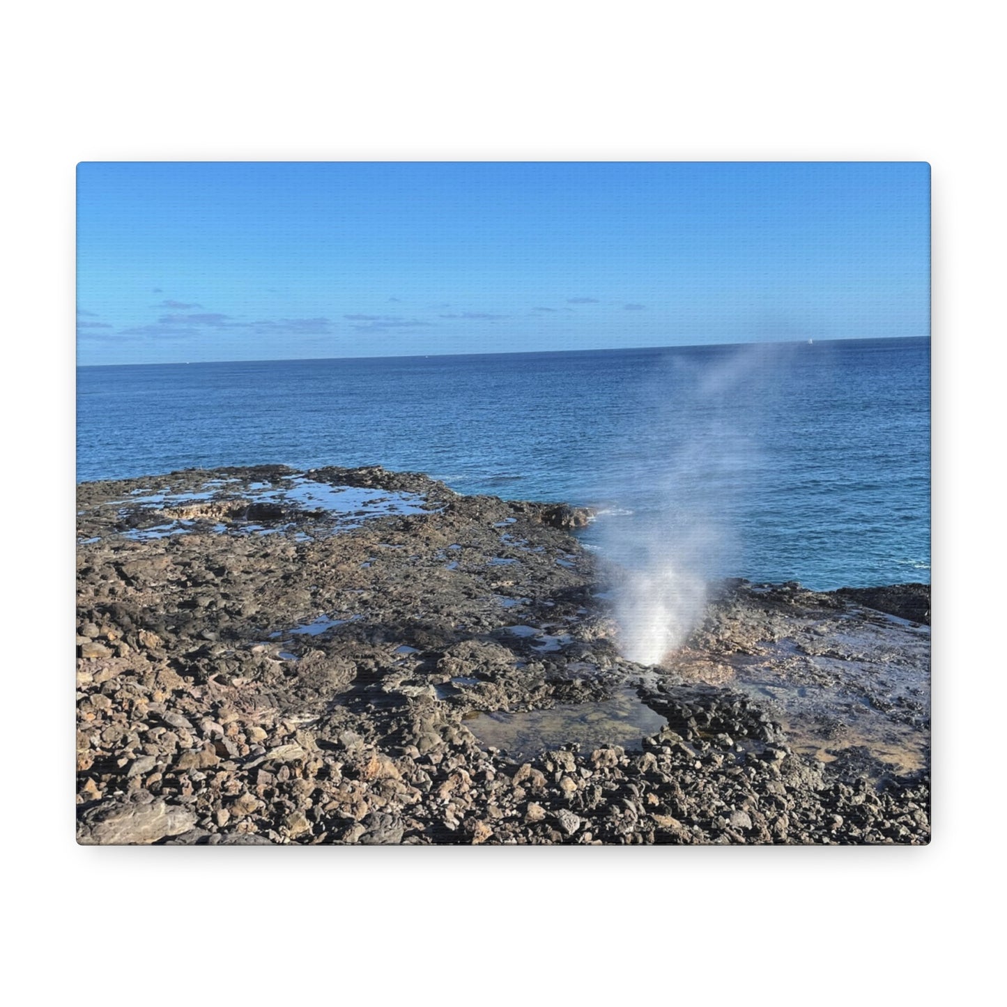 Stretched Matte Canvas Wall Art - Coastal Spouting Blowhole Photography