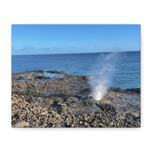 Stretched Matte Canvas Wall Art - Coastal Spouting Blowhole Photography