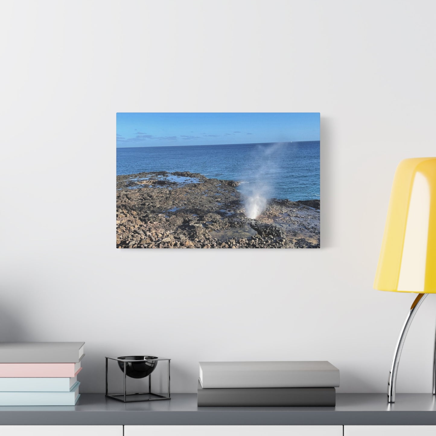 Stretched Matte Canvas Wall Art - Coastal Spouting Blowhole Photography