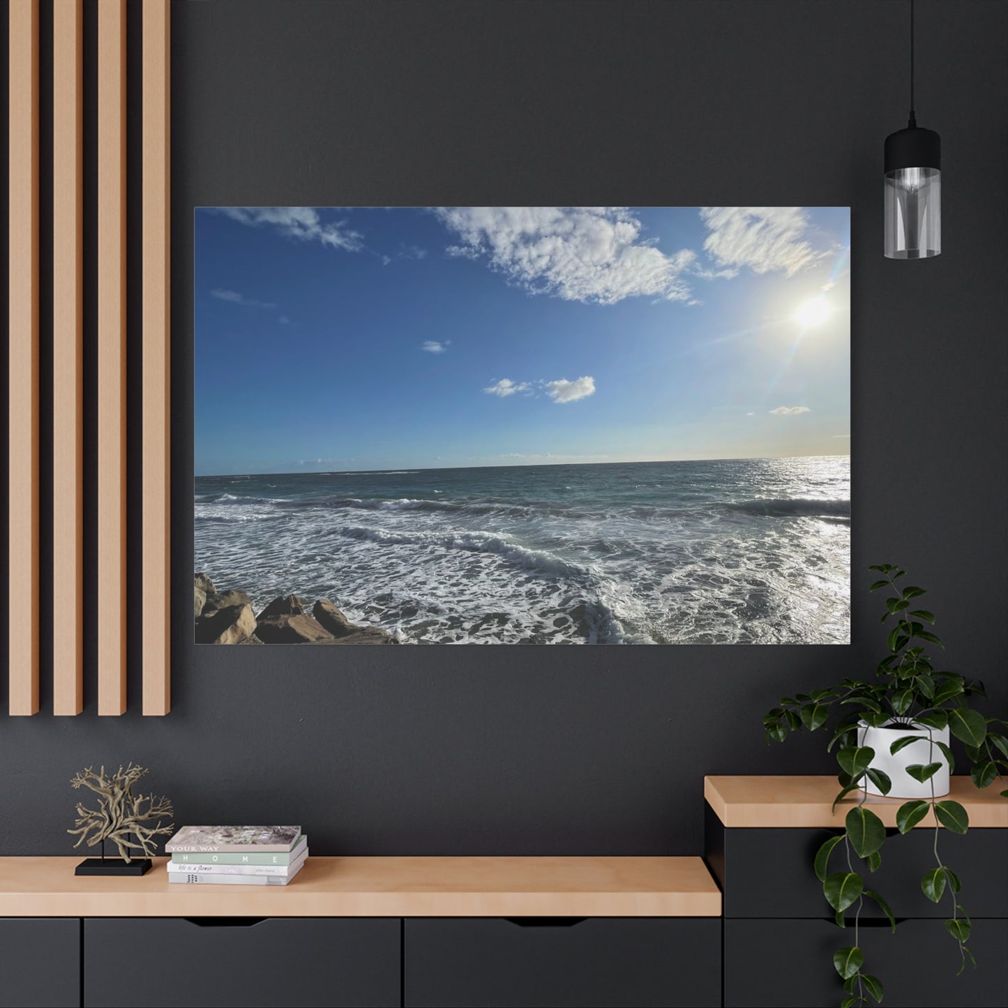 Ocean Waves Stretched Canvas Art - Serene Coastal Home Decor