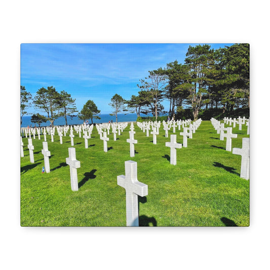 Memorial Canvas Print - Serene Cemetery Scene for Remembrance Normandy American Cemetery