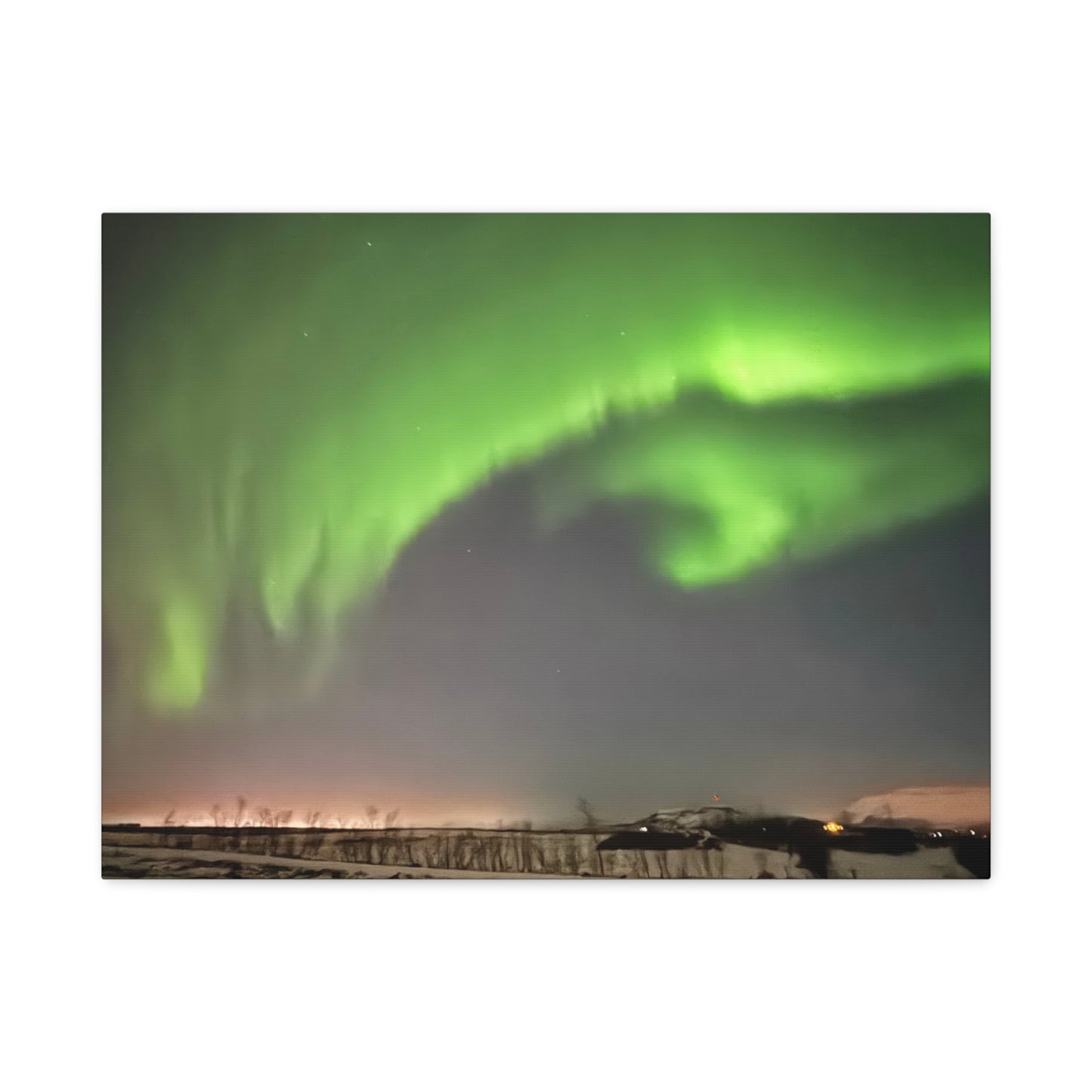 Aurora Borealis Canvas Art - Stunning Green Northern Lights Wall Decor Iceland