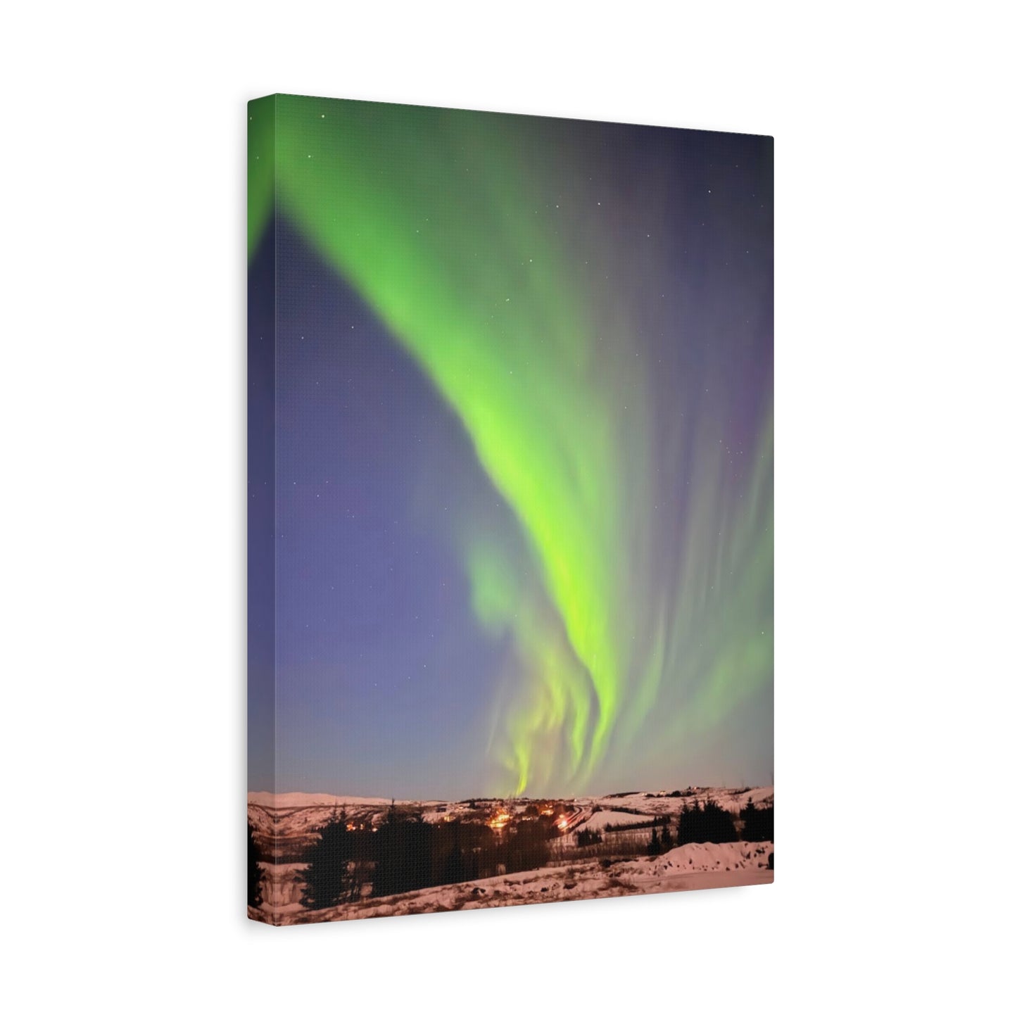 Aurora Borealis Canvas Art - 1.25" Stretched Wall Decor Iceland Northern Lights