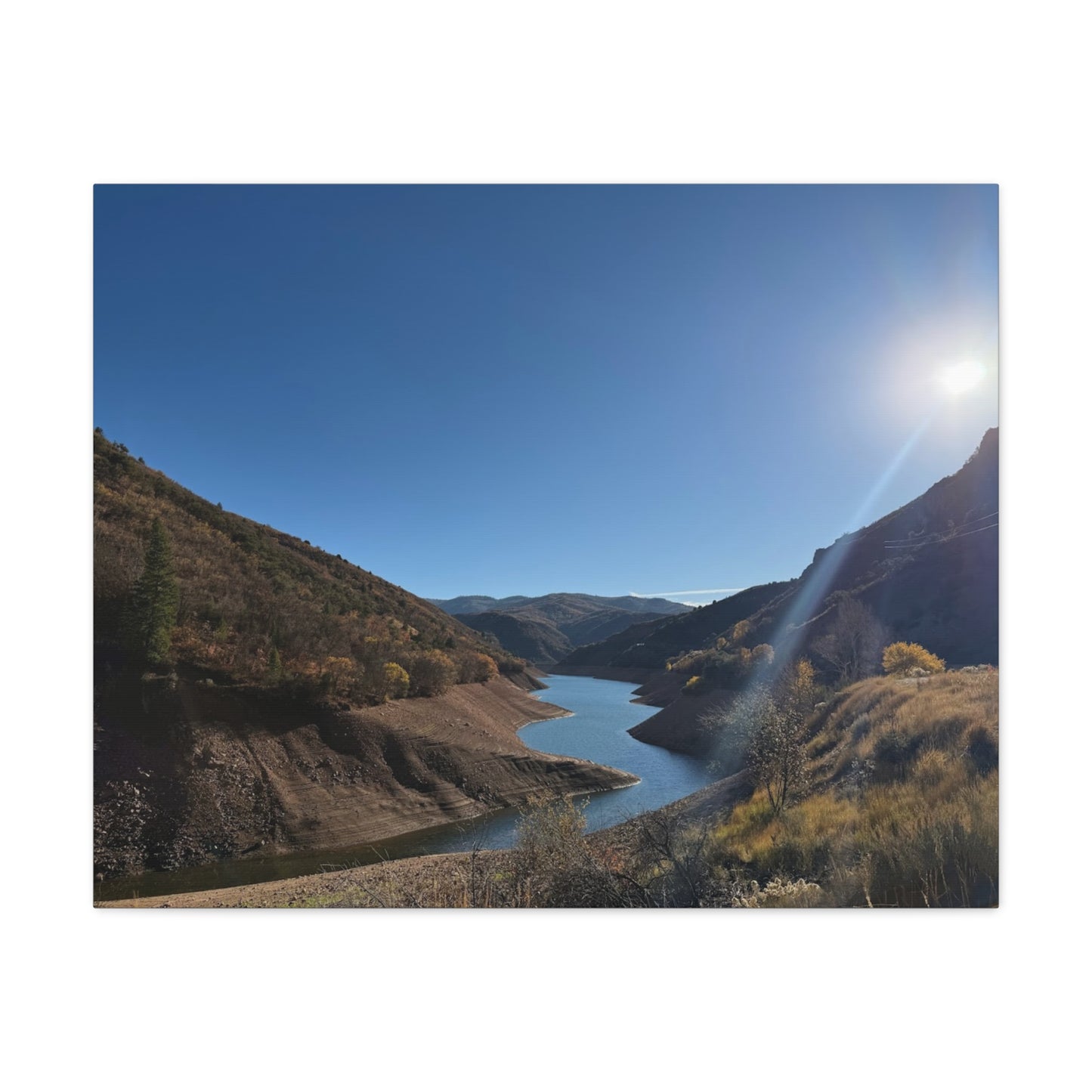 Scenic Landscape Canvas Wall Art – Tranquil Mountain River Design