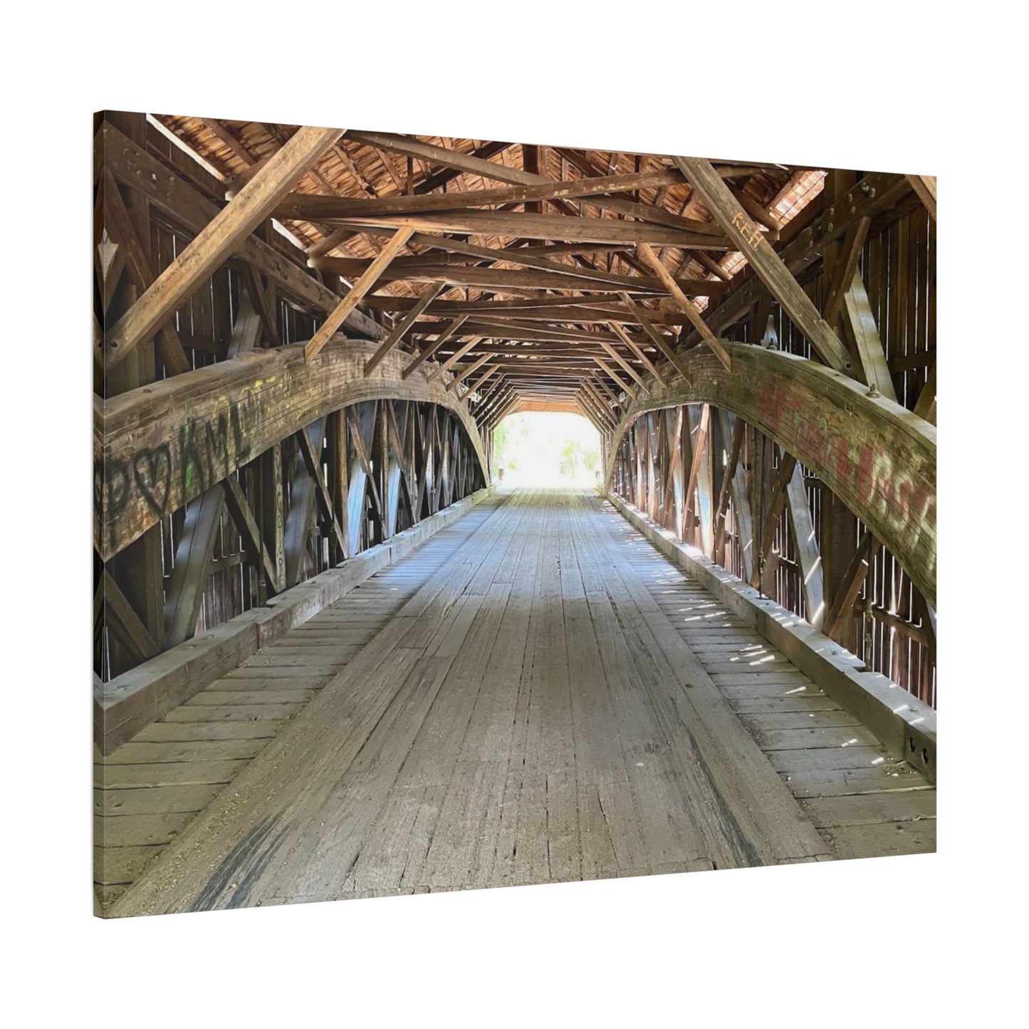 Rustic Wooden Bridge Canvas Print - Stretched Wall Art for Home Decor