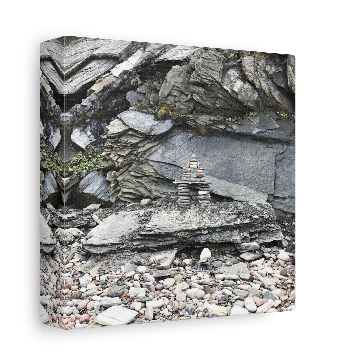 Nature-Inspired Stretched Canvas Art - Tranquil Rock Tower Design