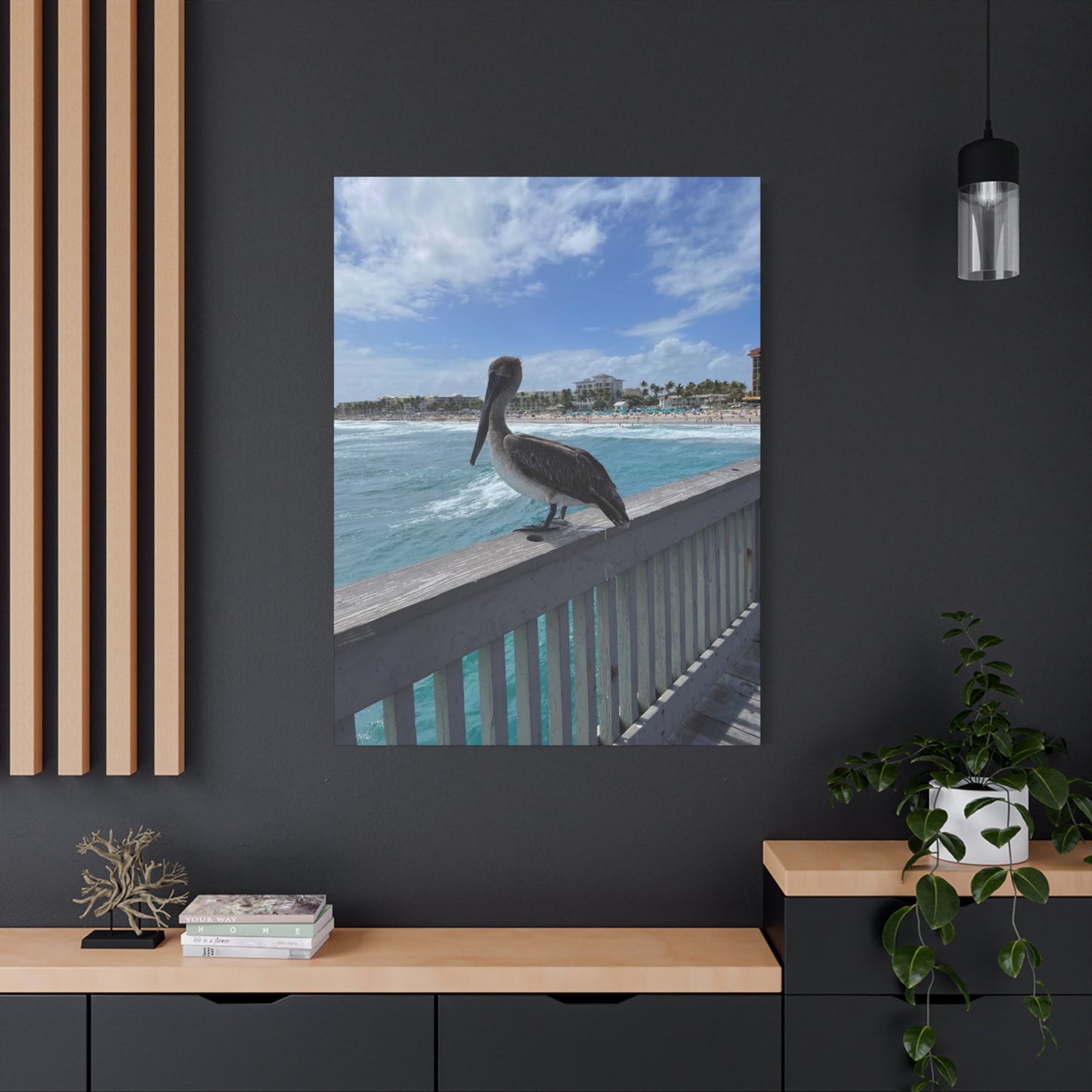 Coastal Serenity Pelican Canvas Print - 1.25" Stretched Wall Art