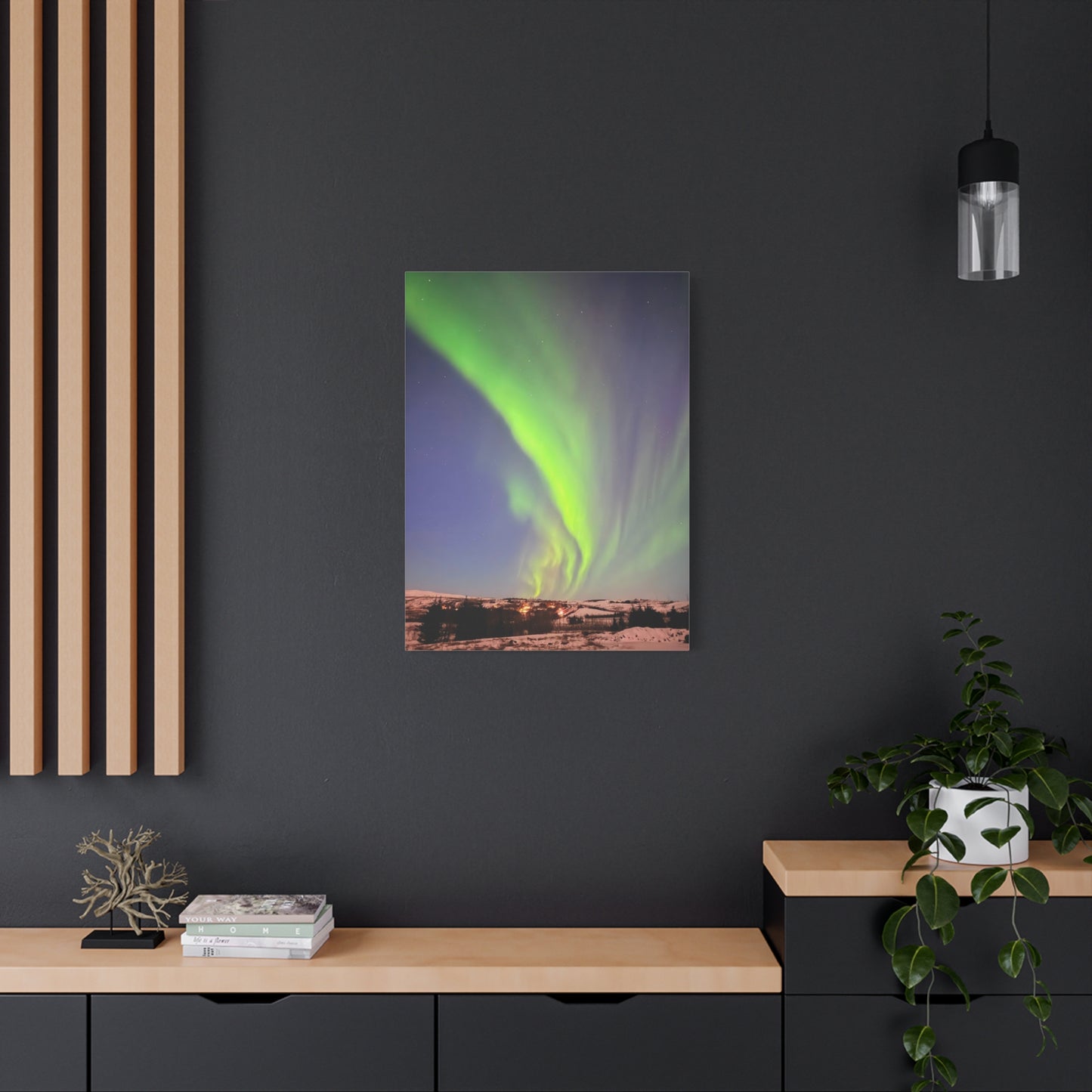 Aurora Borealis Canvas Art - 1.25" Stretched Wall Decor Iceland Northern Lights