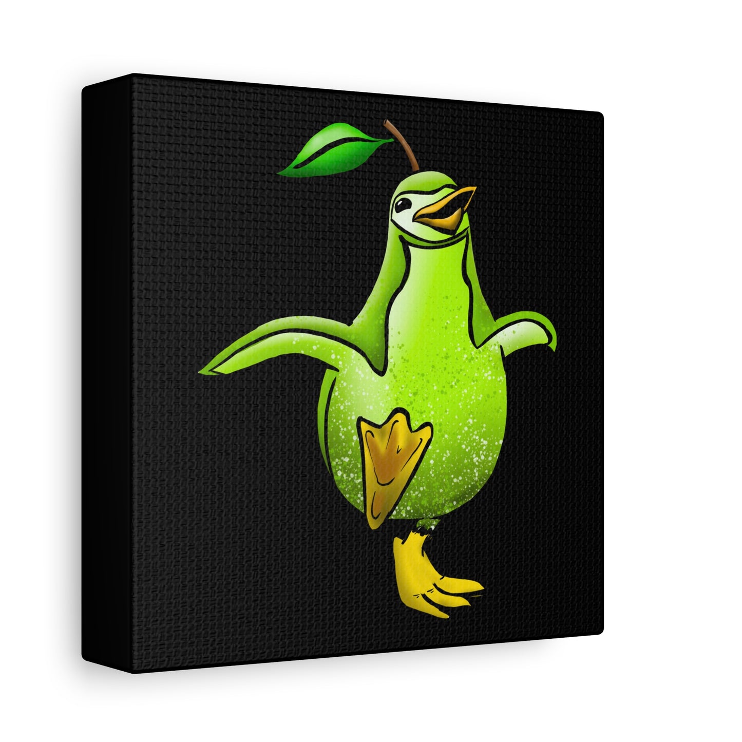 Whimsical Green Bird Pear Penguin Canvas Art - Charming Decor for Home and Office