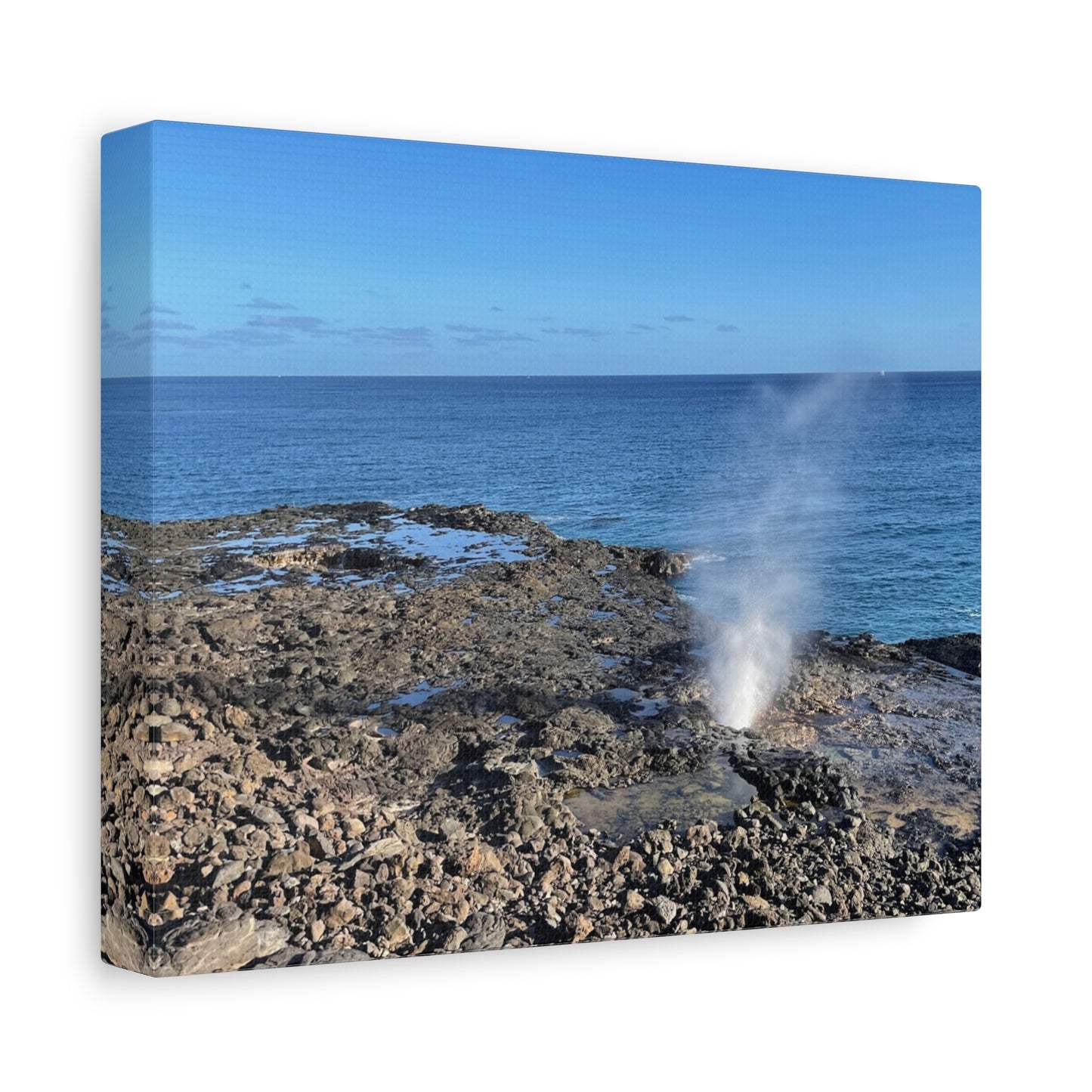Stretched Matte Canvas Wall Art - Coastal Spouting Blowhole Photography