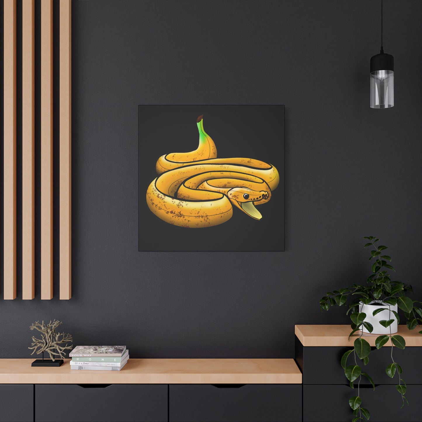 Funny Banana Snake Canvas Art - Quirky Home Decor for Animal Lovers