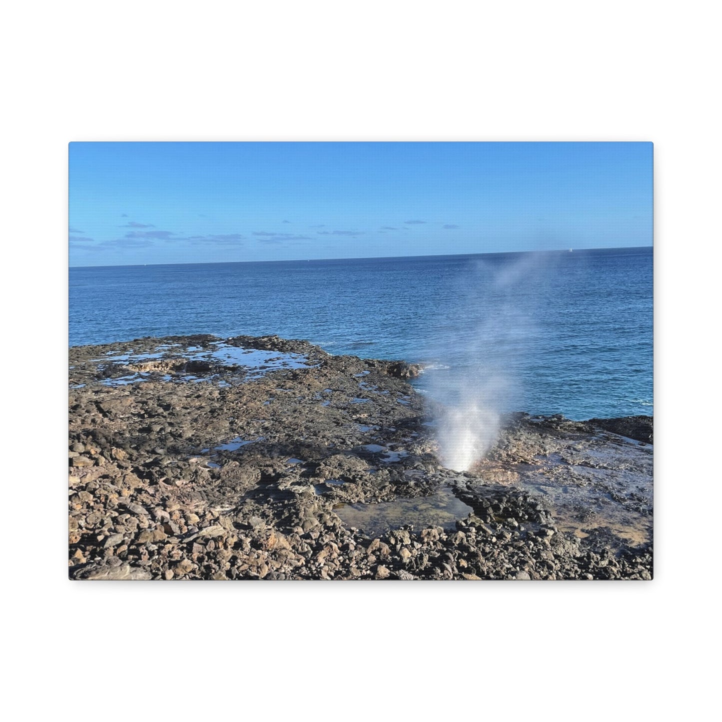 Stretched Matte Canvas Wall Art - Coastal Spouting Blowhole Photography