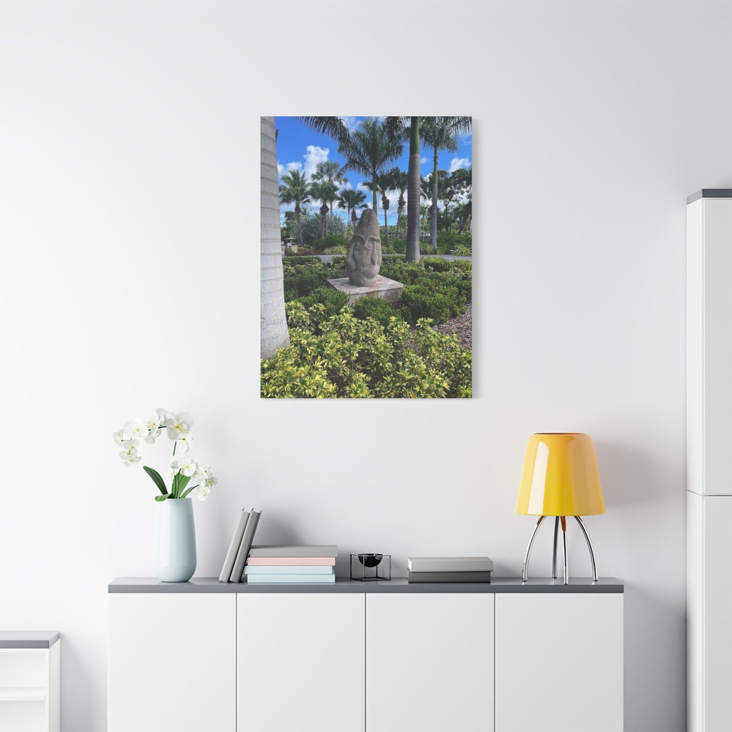 Nature-Inspired Stretched Canvas Art - Tranquil Garden Sculpture