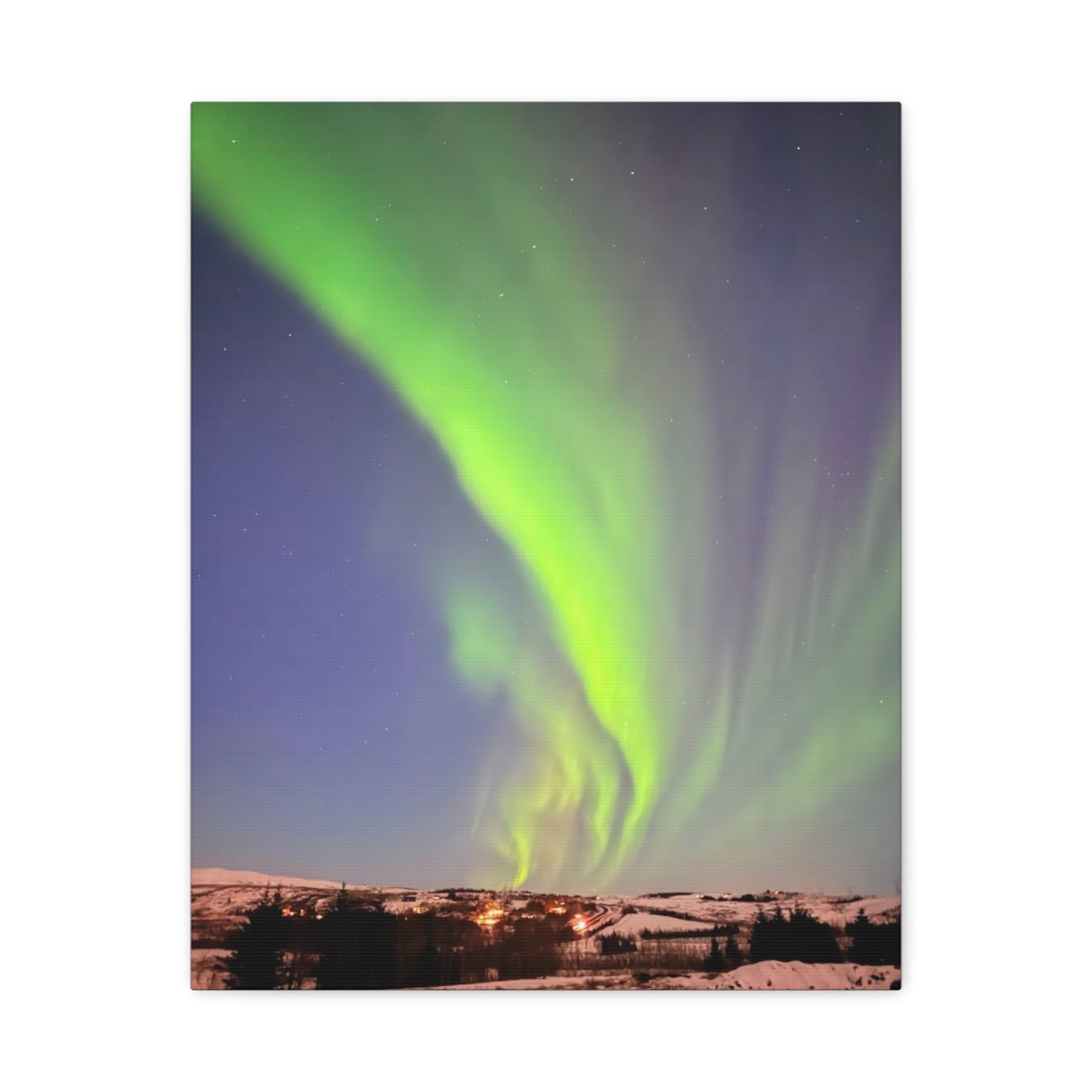 Aurora Borealis Canvas Art - 1.25" Stretched Wall Decor Iceland Northern Lights