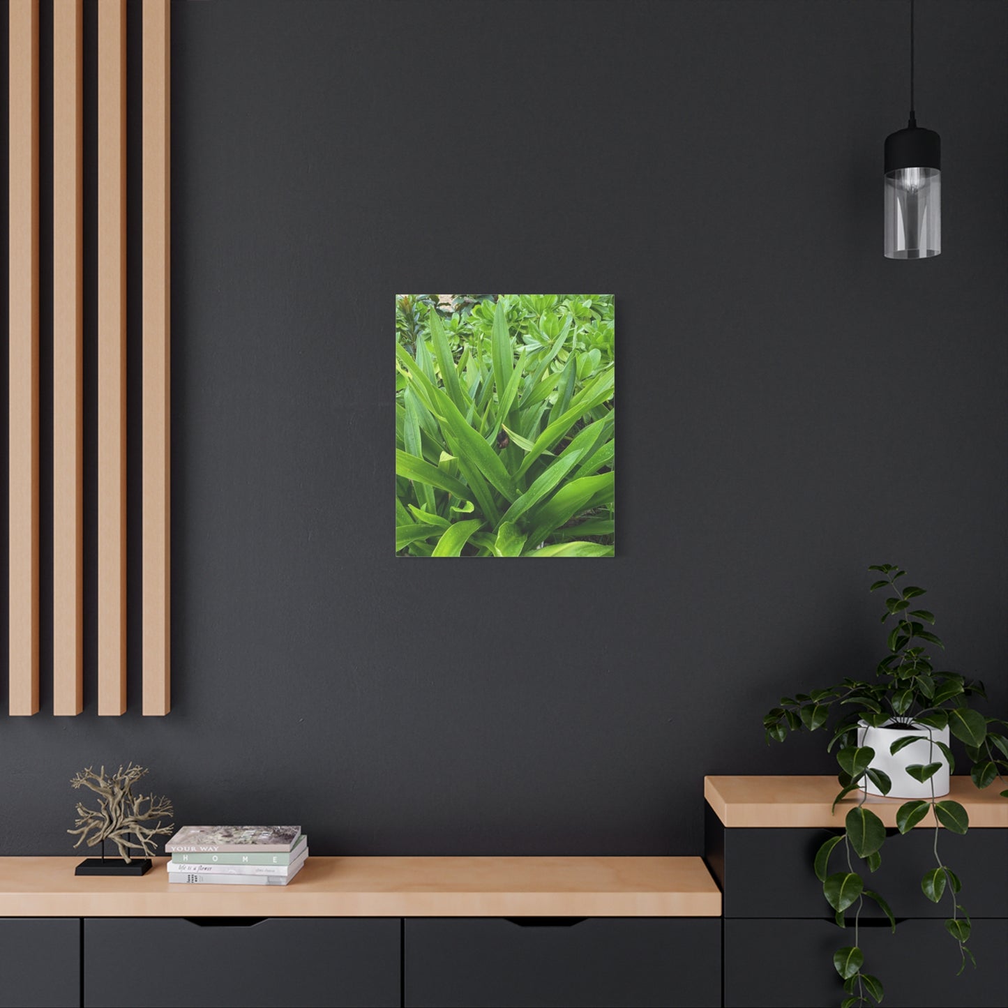 Nature-Inspired Matte Canvas Wall Art - Lush Greenery with snail