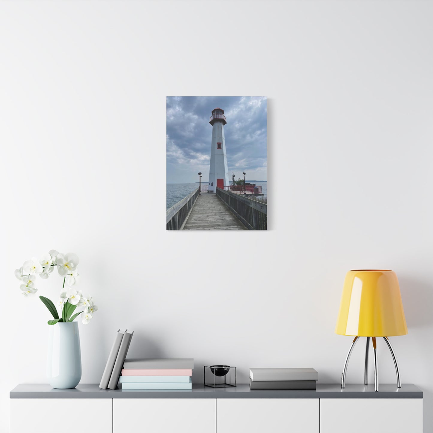 Coastal Lighthouse Canvas Art Print - 12x16 Stretched Wall Decor