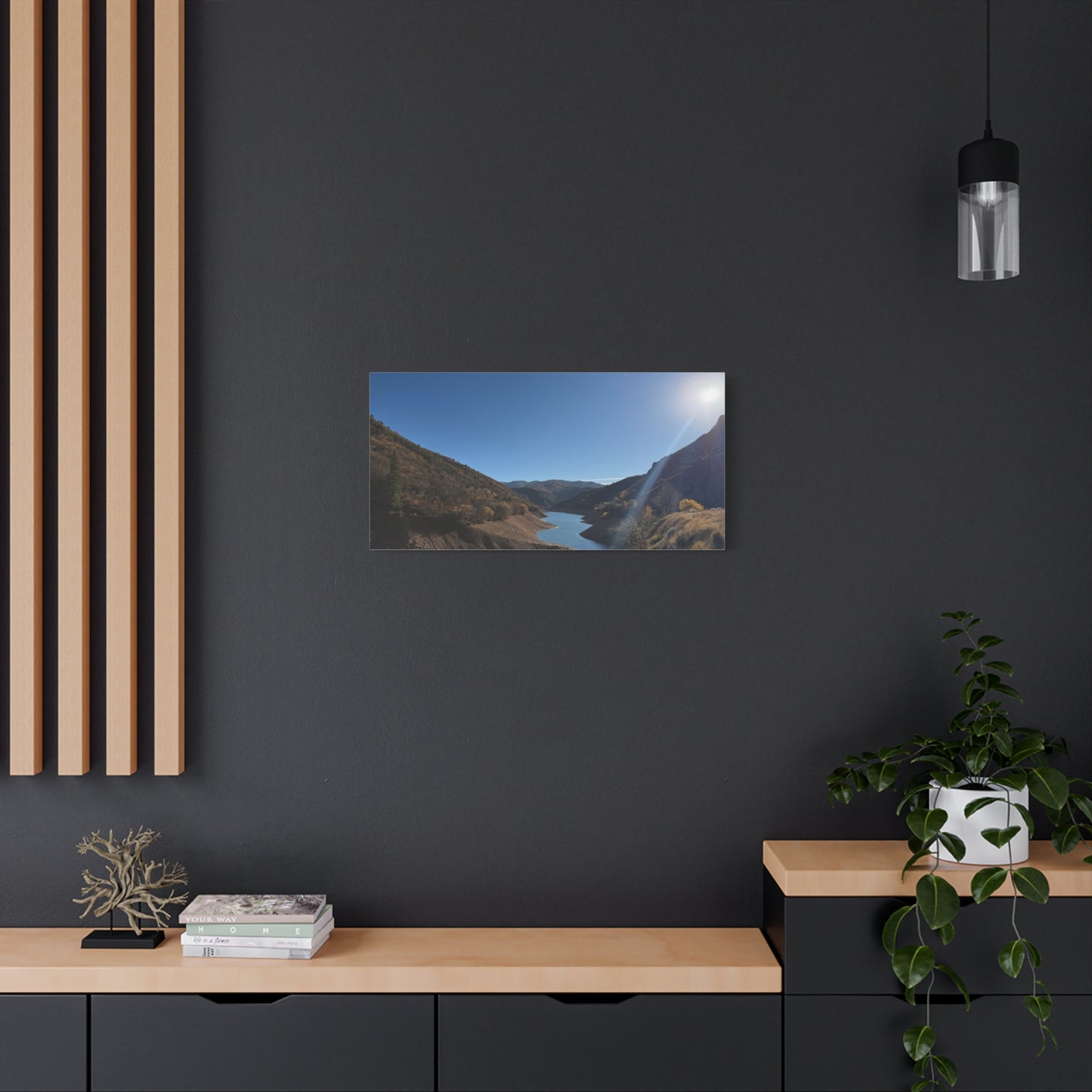 Scenic Landscape Canvas Wall Art – Tranquil Mountain River Design