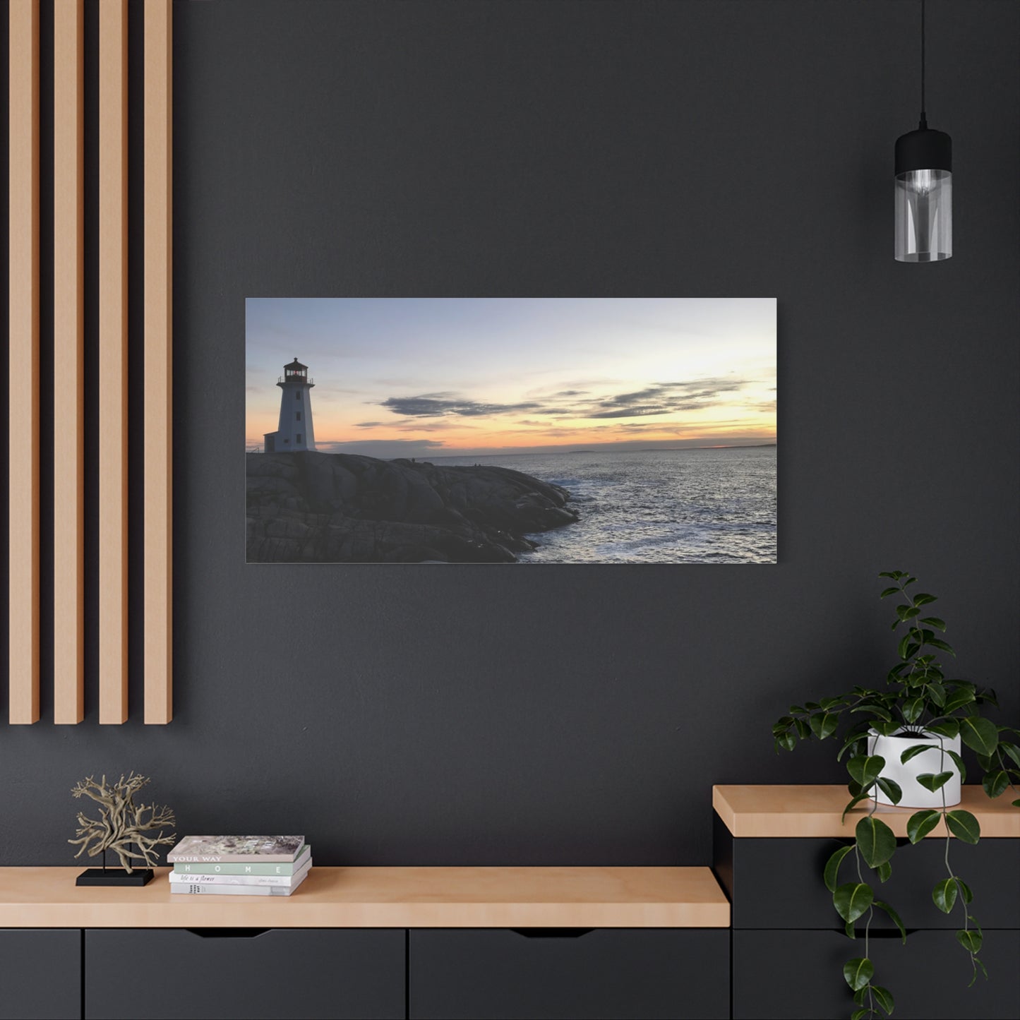 Sunset Lighthouse Canvas Print - Coastal Decor for Beach Lovers Peggys Cove
