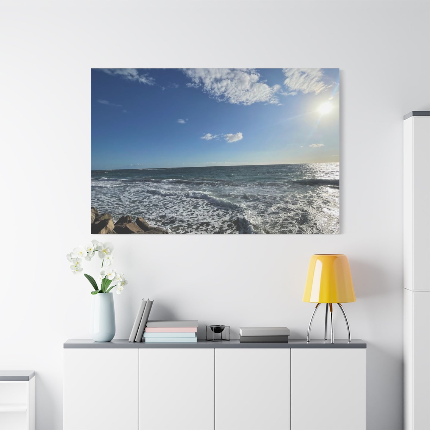 Ocean Waves Stretched Canvas Art - Serene Coastal Home Decor